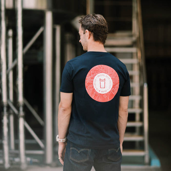 T-Shirt: Navy Stamp 002